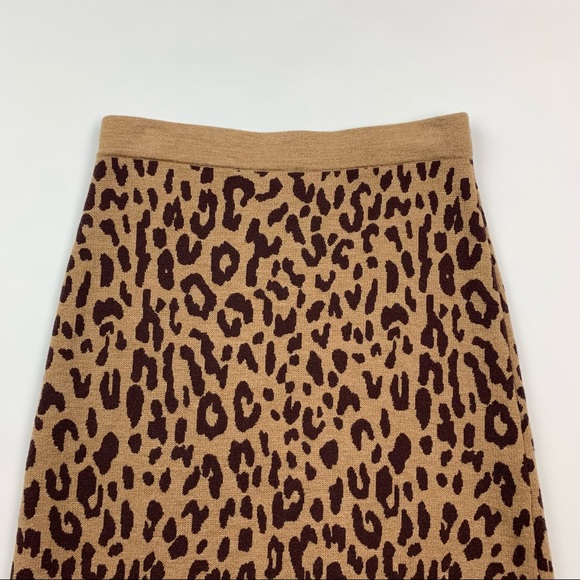 J. Crew Leopard Knit Merino Wool Skirt Small - Picture 3 of 9